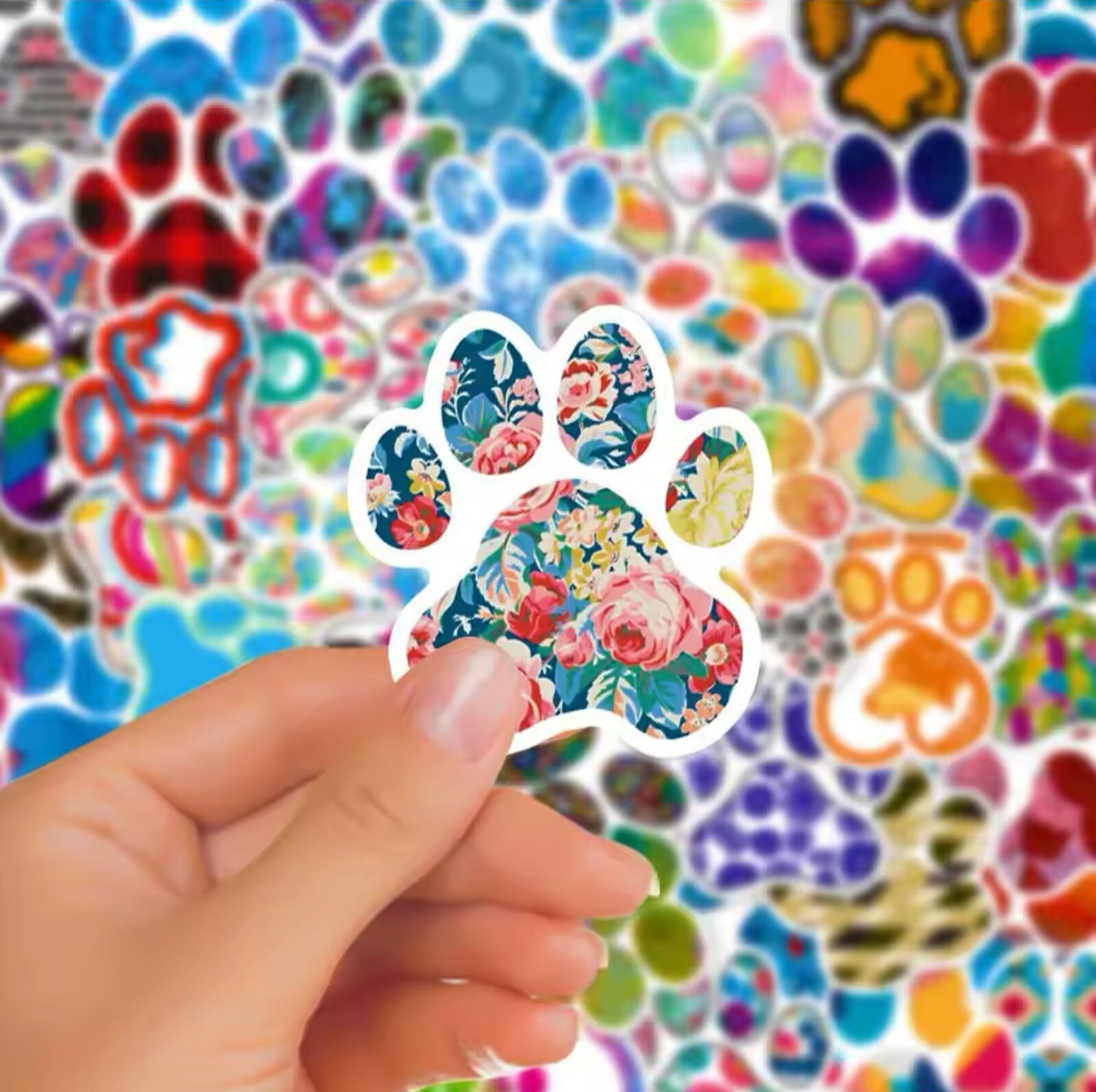 Paw Print Animal Stickers 50pk Multicolored Mixed Random Paw Print Stickers