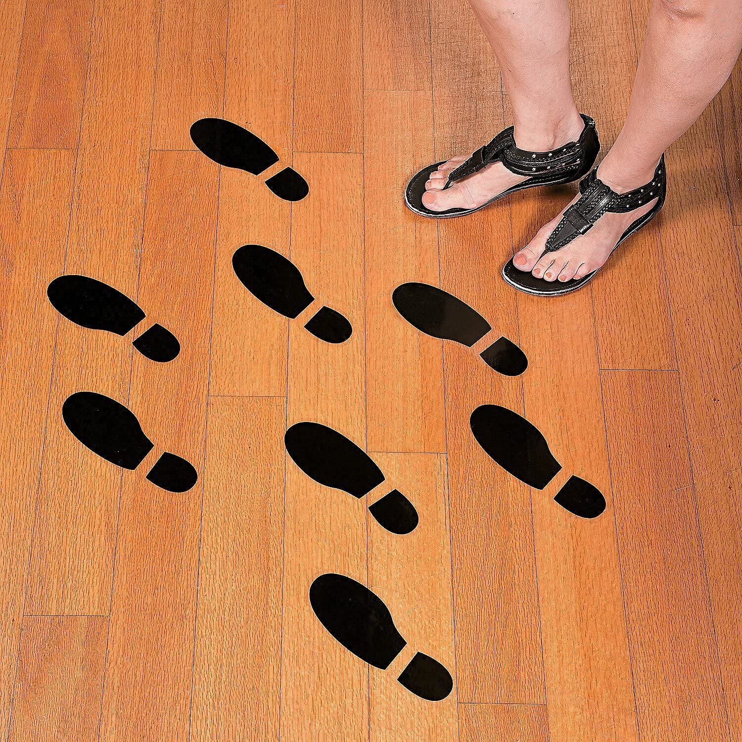 20 Pairs 40 Prints Black Shoes Footprint Stickers PVC Footprint Decals for Of…