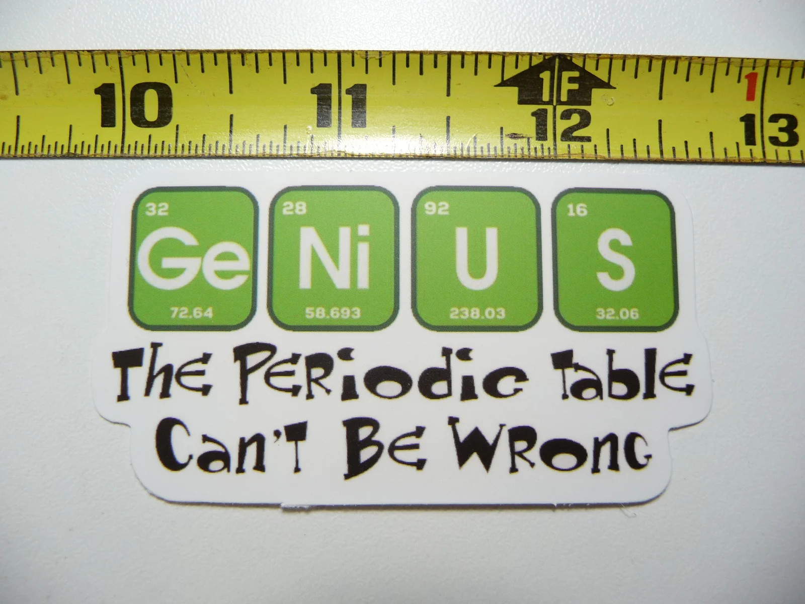 GENIUS FUNNY PERIODIC CHART LETTERS SMALL STICKER DECAL SCHOOL TEACHER PROFESSOR