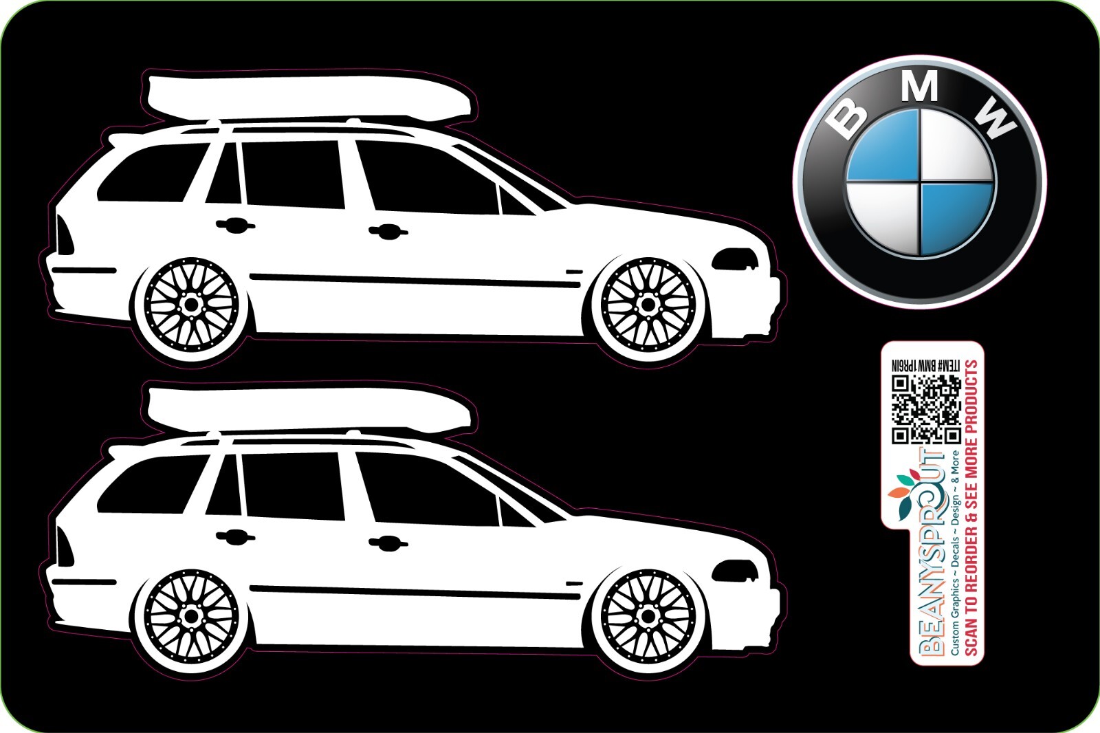 6" long BMW wagon decal set