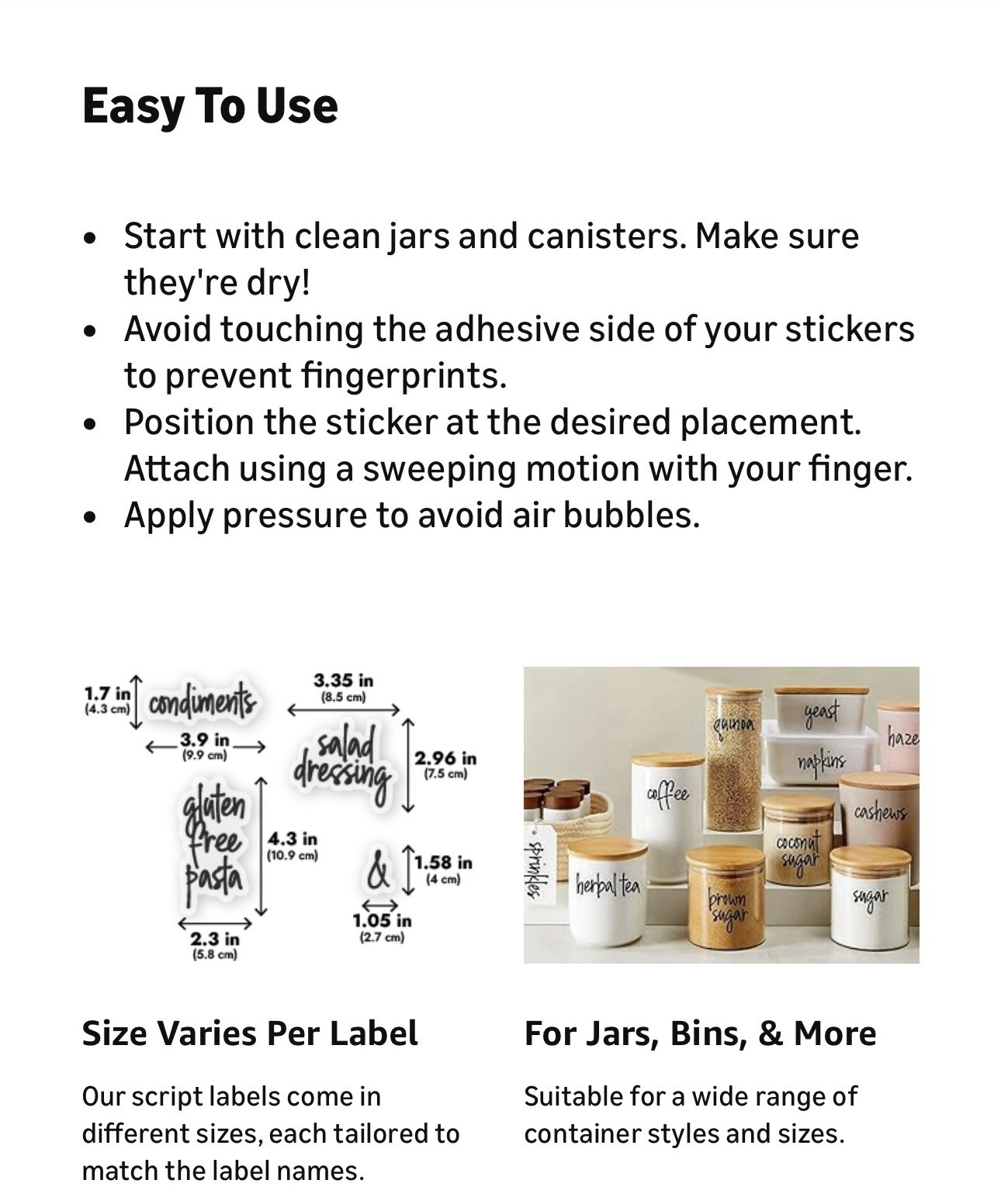 Talented Kitchen Pantry Labels for Food Containers Jar & Bin Labels Organization