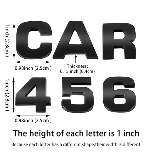 43Pcs Car Emblem Letters Sticker DIY 3D Small size (height 1.1 inches) B-Black