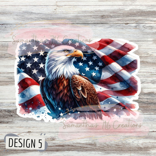 Patriotic Flags Vinyl Stickers 3" For Laptops, Cups, Etc. Water Resistant