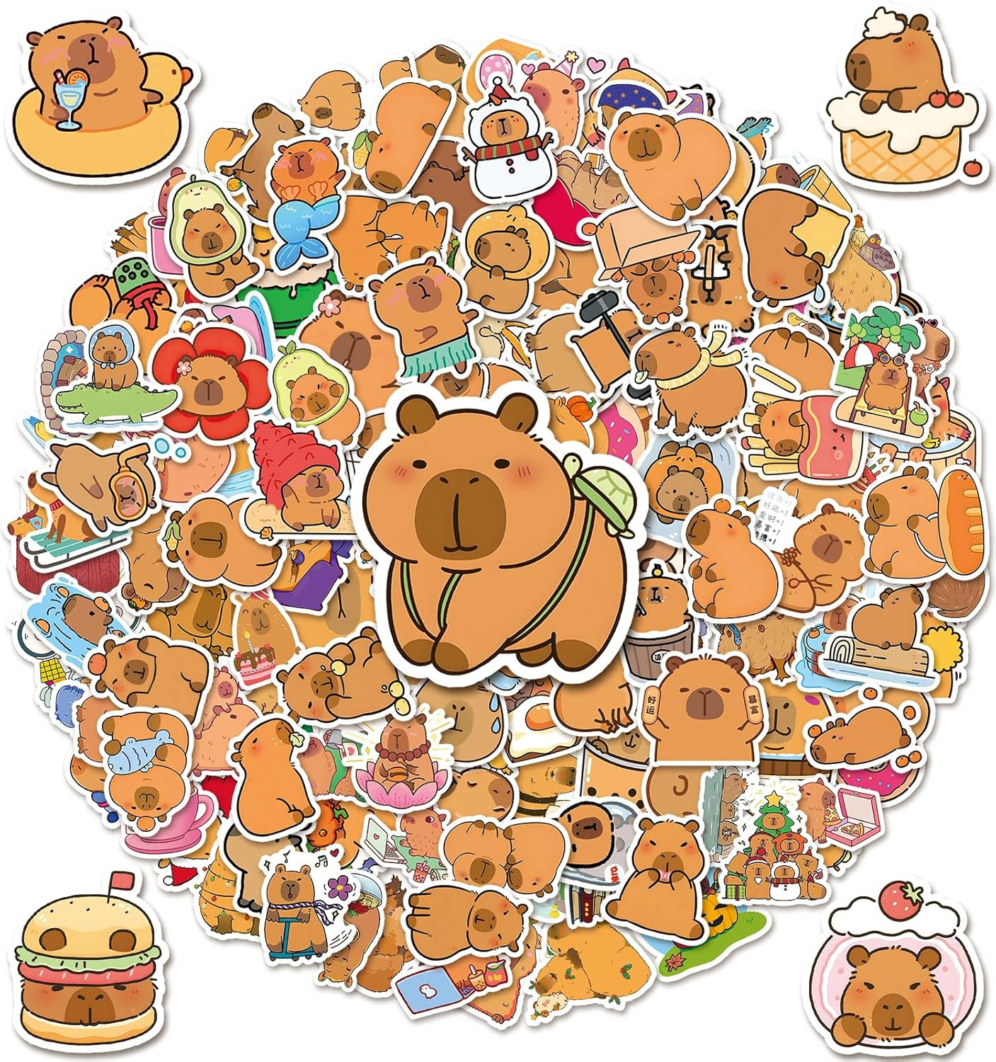 200pcs Capybara Stickers, Cute Vinyl Stickers Laptop Water Bottle Stickers for K