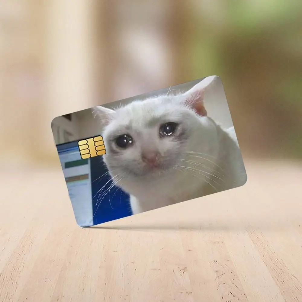 Credit card Skin Crying cat funny | meme Debit card skins | Custom Card Sticker