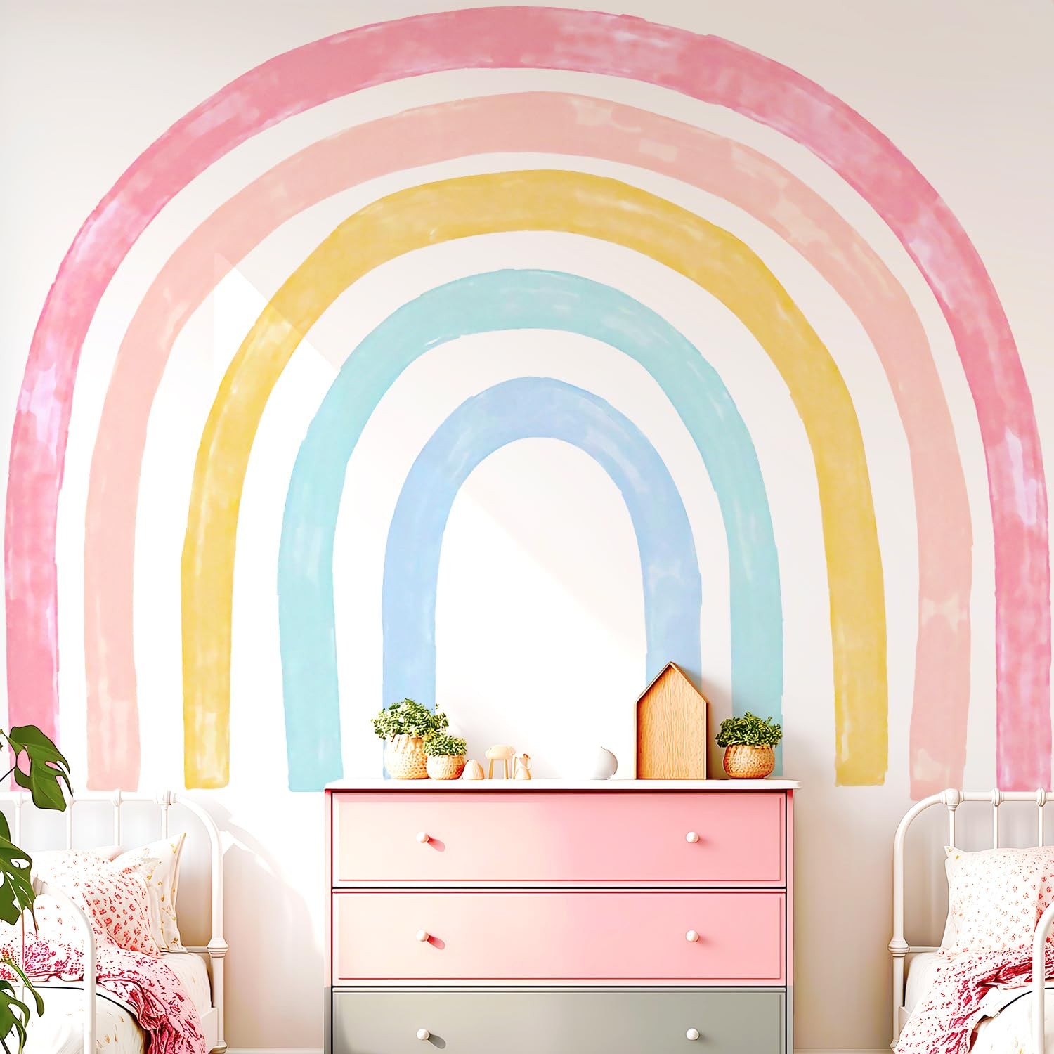 Large Rainbow Wall Decals, Colorful Peel and Stick Fabric Nursery Wall Decor,…