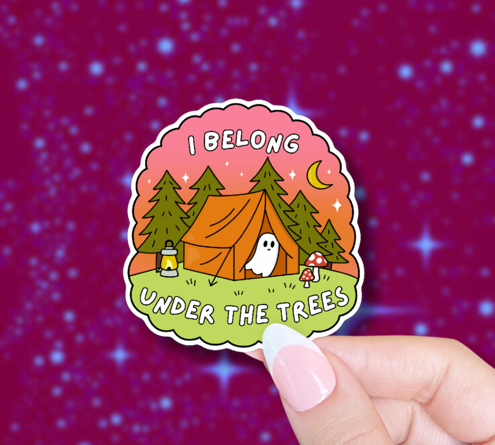 Spooky Nature Ghost Vinyl Sticker | Outdoor Camping Laptop & Water Bottle Decal