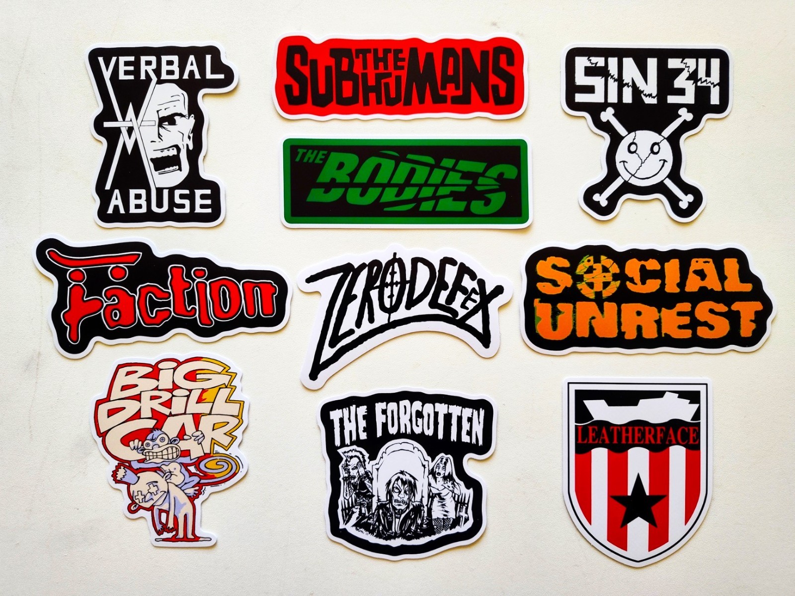 Punk Rock Sticker Pack (10) Set 36 Social Unrest Forgotten Leatherface Sin 34