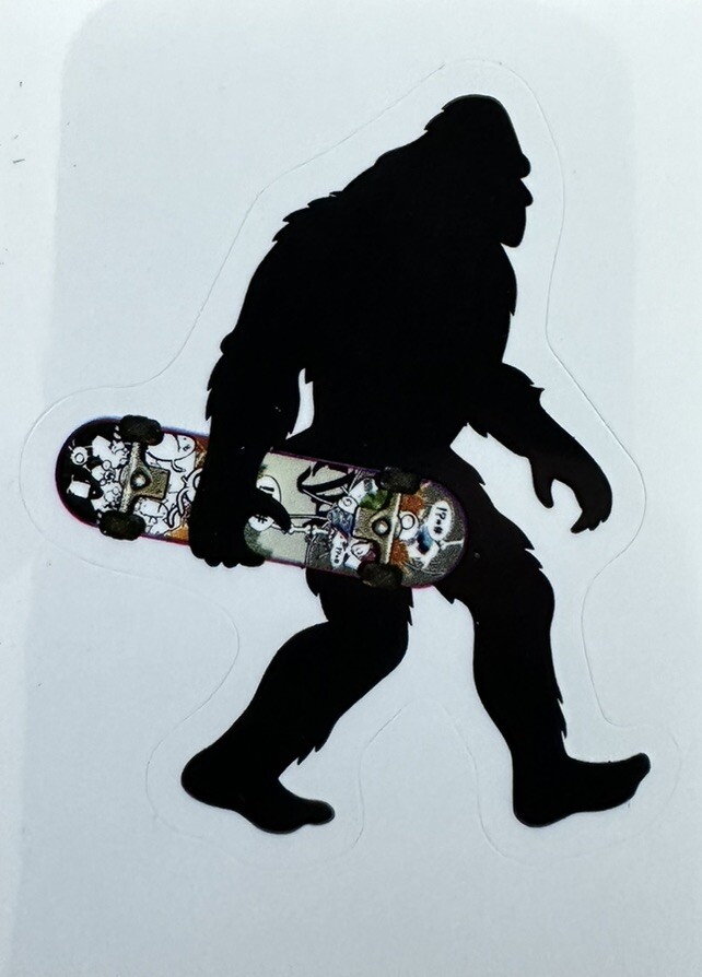 SKATEBOARDING SASQUATCH ~ Small Vinyl Sticker – (2in x 1.5in)