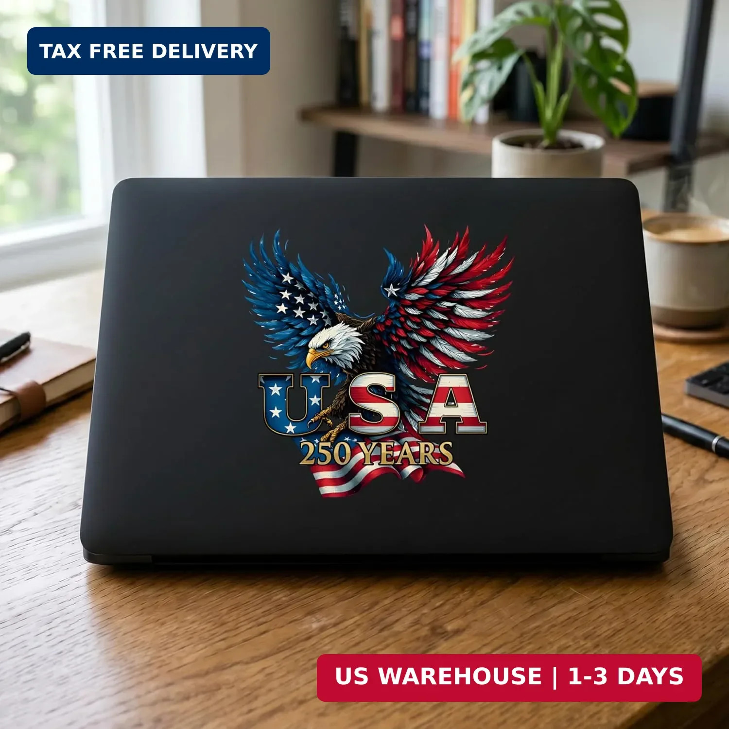 Car Decals Set 2pcs USA 250th Anniversary Patriotic Vinyl Stickers