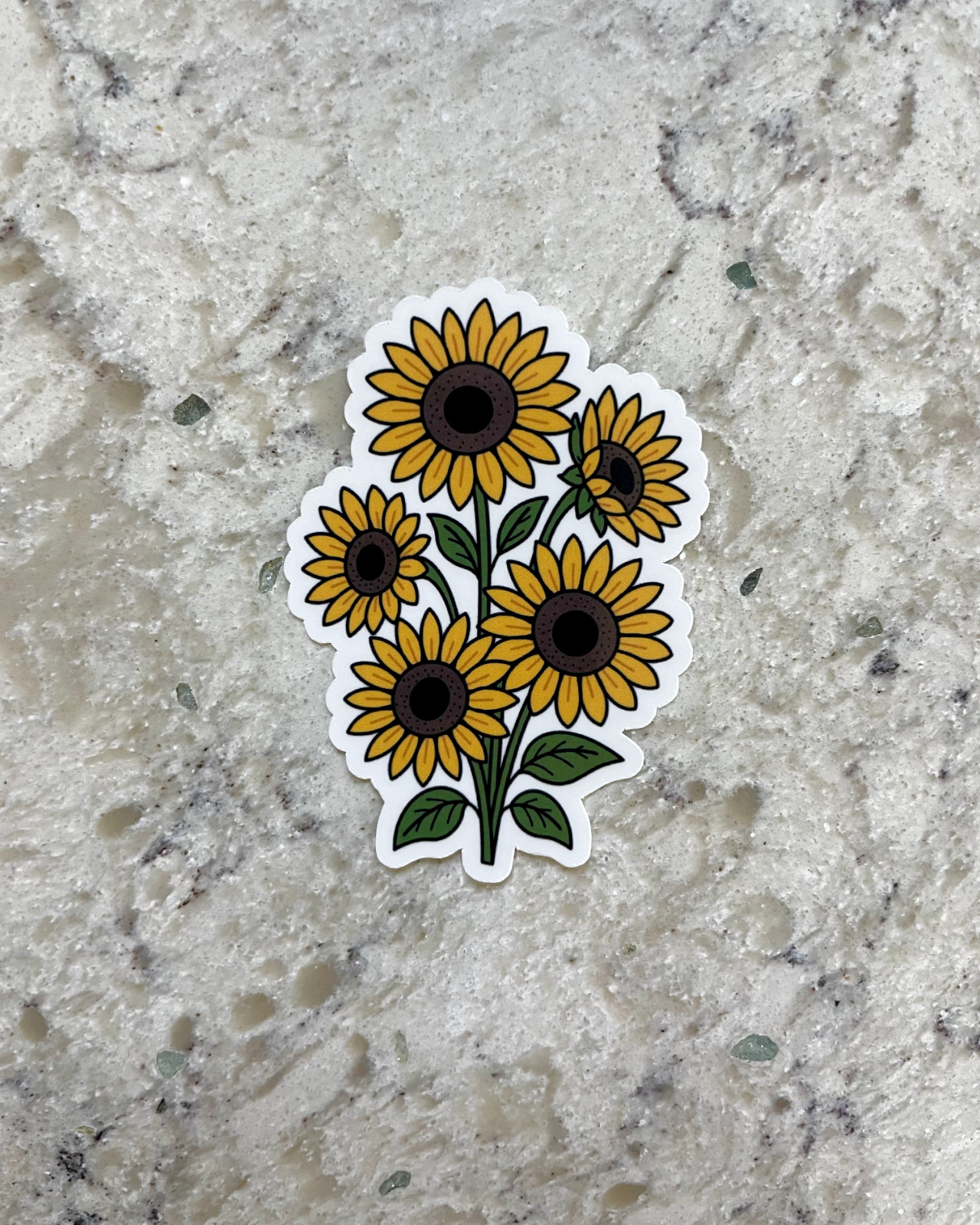 Sunflower Flower Bunch Sticker l Gloss or Holographic Laminate l Waterproof