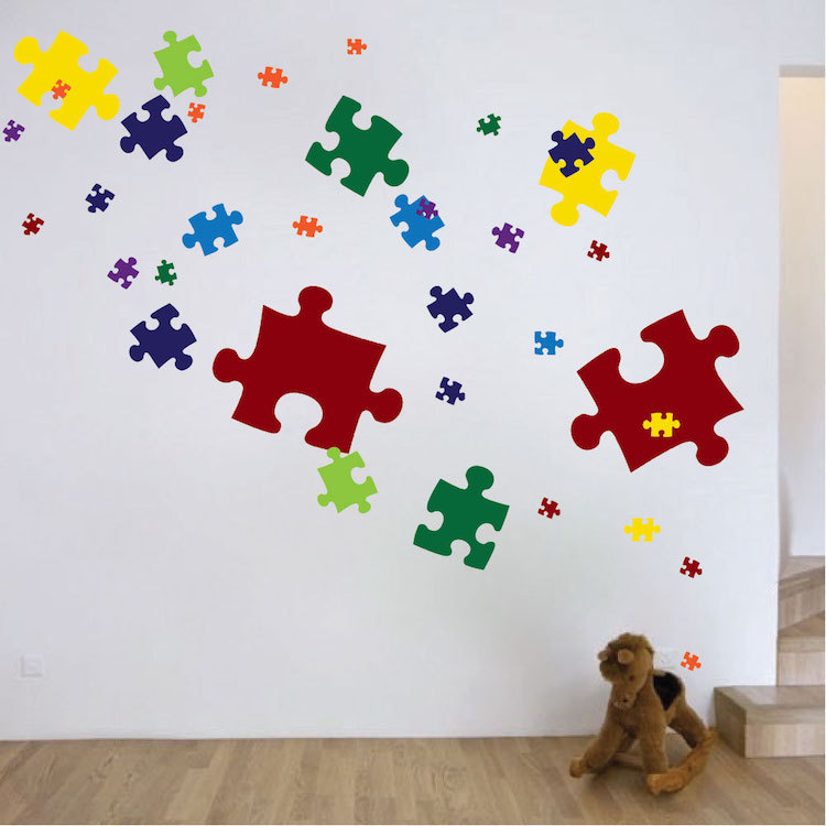 Puzzle Pieces Wall Decal Mural Vinyl Colors Jigsaw Puzzle Removable Art, d06