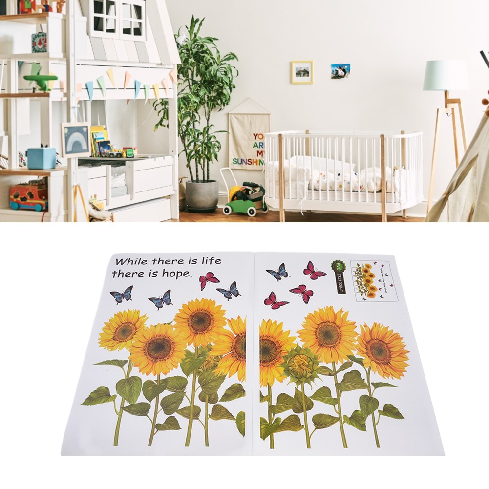 Fashionable Removable Sunflower Wall Sticker Flower Decor Waterproof Decals