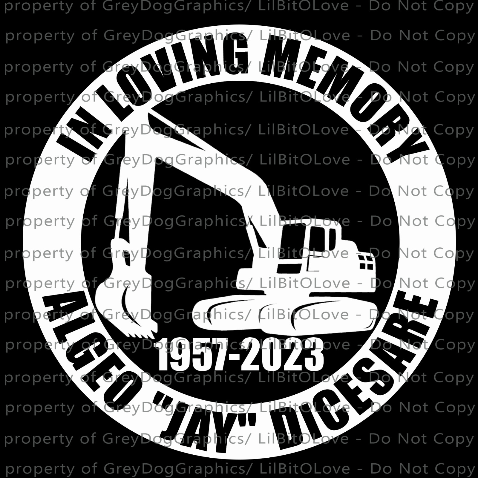 In Loving Memory Excavator Name Years Custom Vinyl Decal Sticker Construction