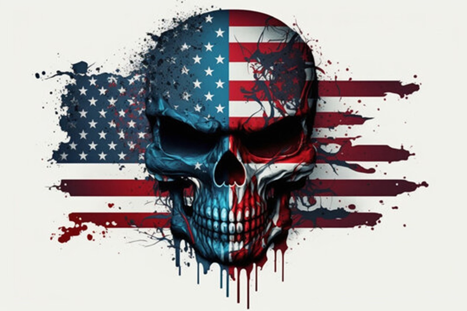 Skull American Flag Vinyl Die Cut Sticker