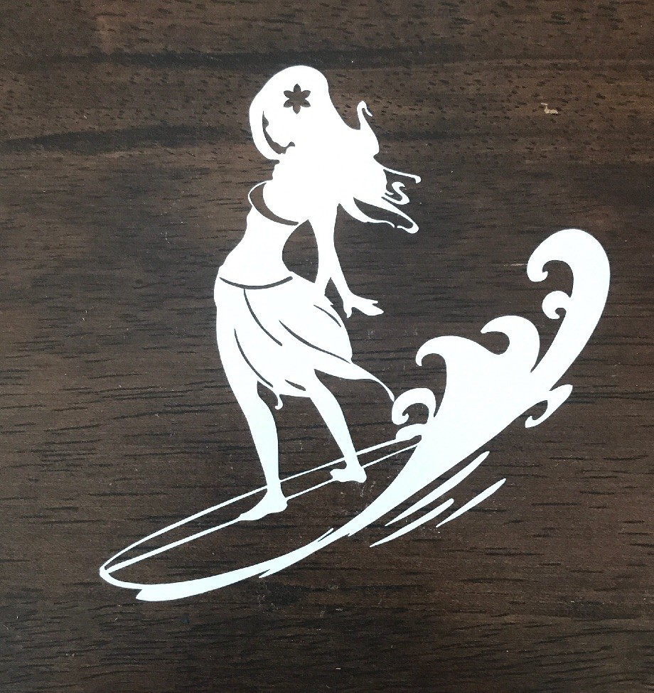 Surfer Girl Sticker Decal – Hawaii Surf Waves Tropical Surfing Beach Surfboard