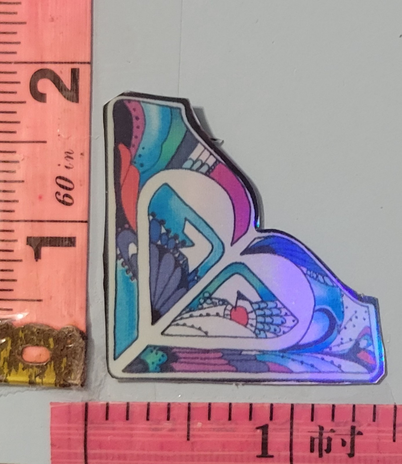 2 Inch Set Of 3 Roxy Colorful Heart Holographic Vinyl Laminated Stickers