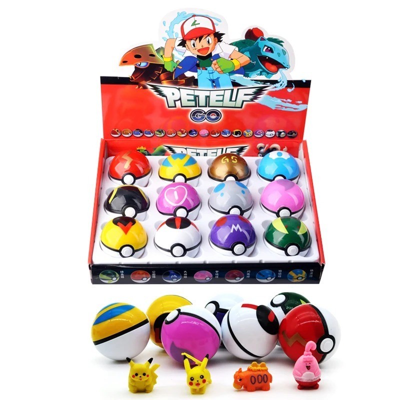 12 Pcs/Set Poke Pokeball Action Figure Poke Game Poke Ball Model Gift Toys Kids
