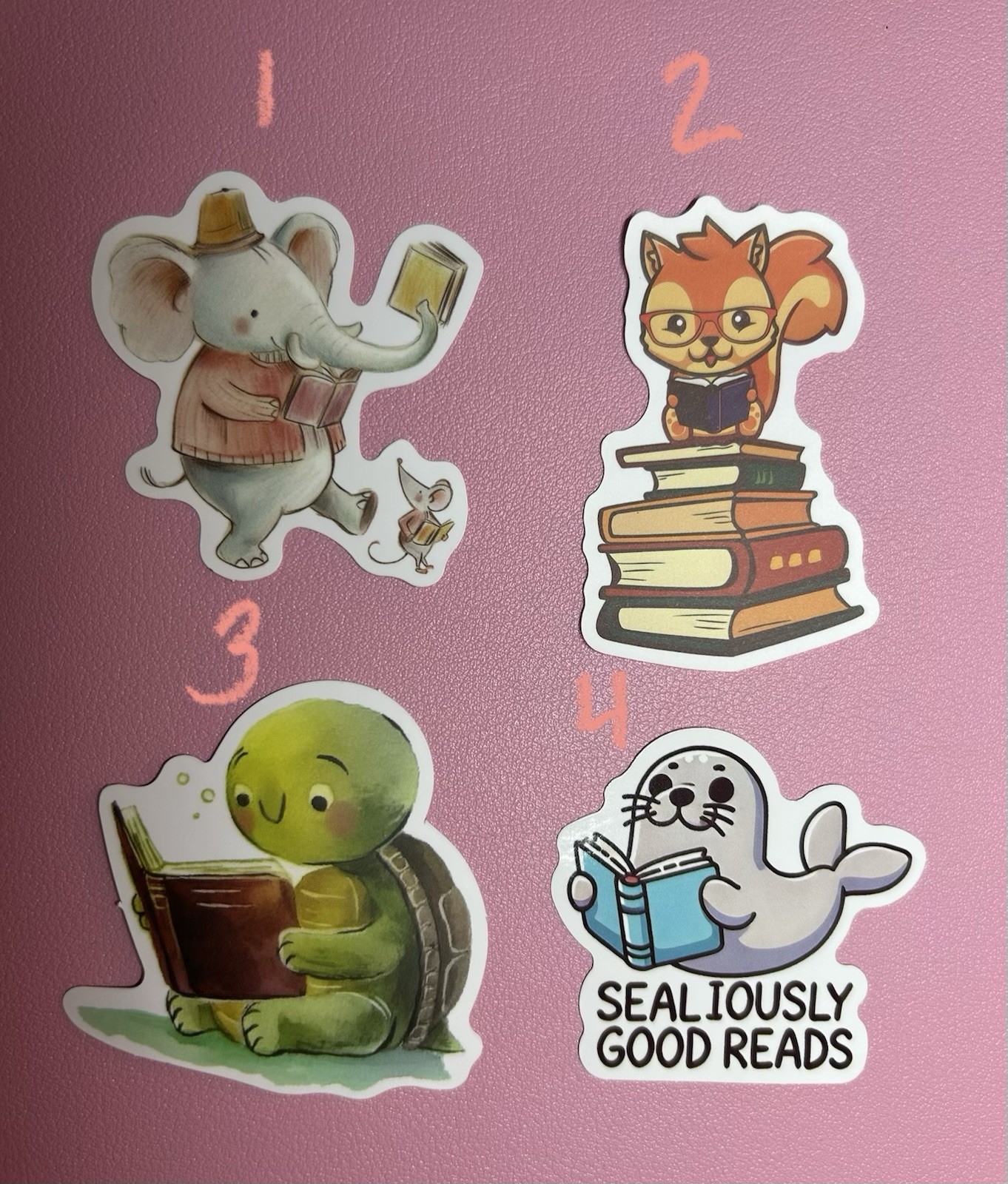 Animals Reading Books Stickers