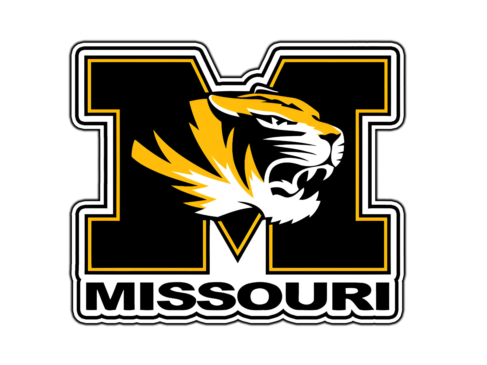 #0338 Missouri Tigers Monogram Logo Waterproof Vinyl Sticker Decal Die-Cut
