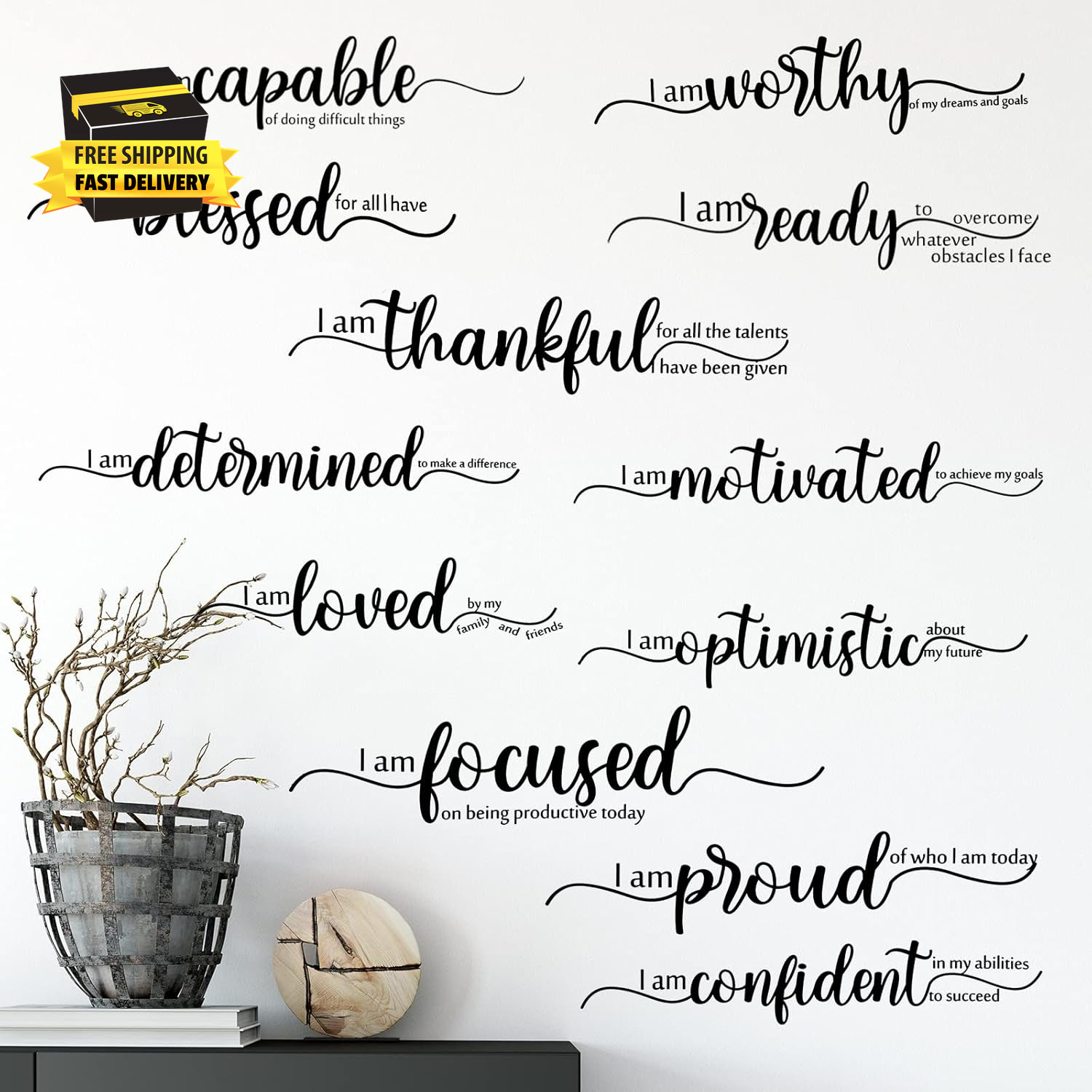 2 Sheets Inspirational Wall Decals Motivational Wall Stickers Black Art Decor Po