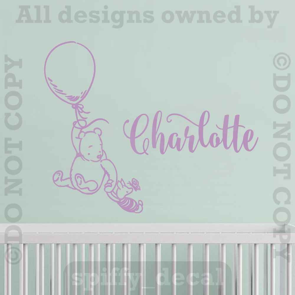 Personalized Name Classic Pooh Balloon Quote Vinyl Wall Decal Decor Sticker