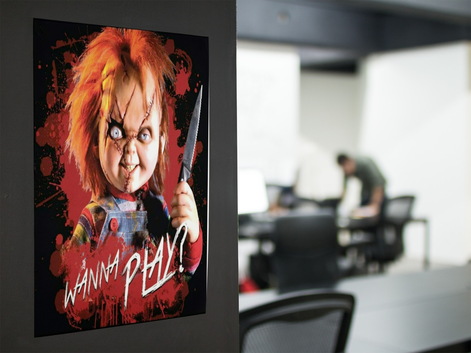 CHUCKY WANNA PLAY? Wall Vinyl Decal Poster Scary Print Removable Adhesive
