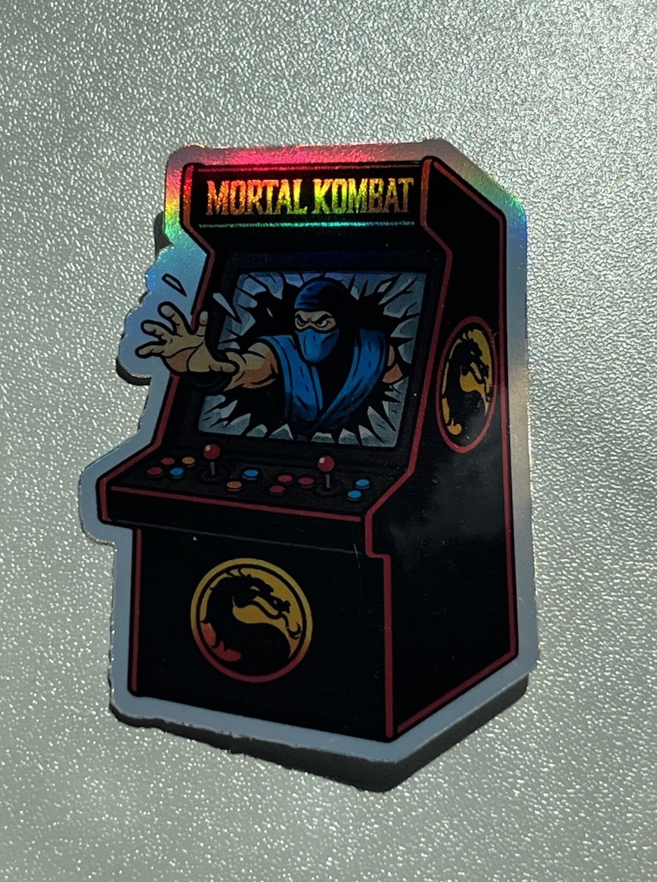Retro Mortal Kombat arcade machine Sub-Zero 3inch Holographic Sticker