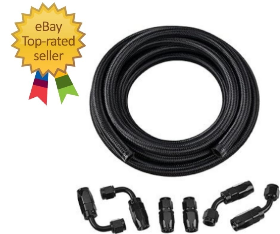 Fuel Line Kit 10FT Black EVIL ENERGY Braided Nylon Hose