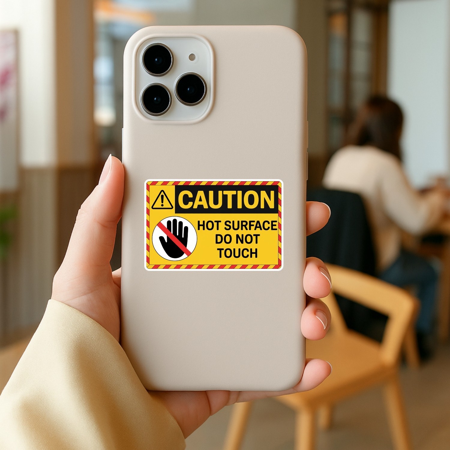 4PCS Caution Hot Surface Do Not Touch Stickers – Safety Warning Vinyl Decals –