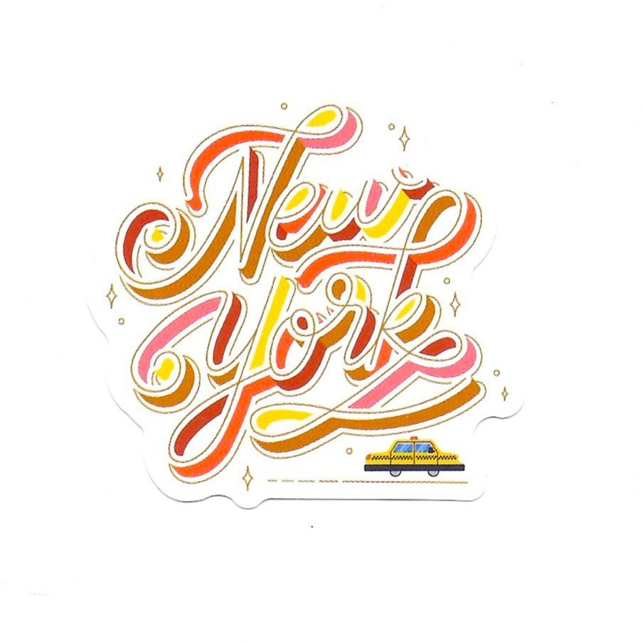 New York City Vinyl Sticker Retro Yellow Taxi Cab Decal NYC Souvenir Travel Art