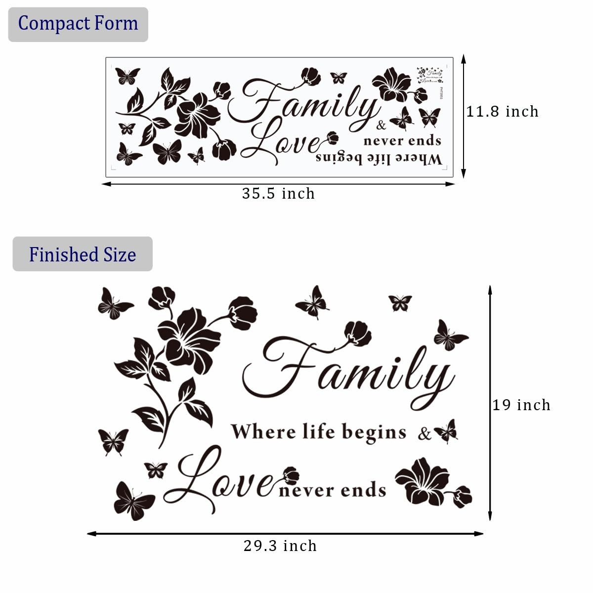 Family Wall Decals Quote Sticker Living Room Bedroom Decor Vinyl 29x19in