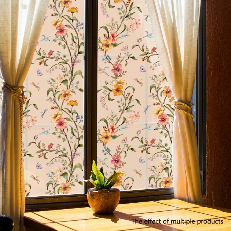 Floral Shading Window Stickers Decals Clings Home Decor PVC Self-adhesive Modern