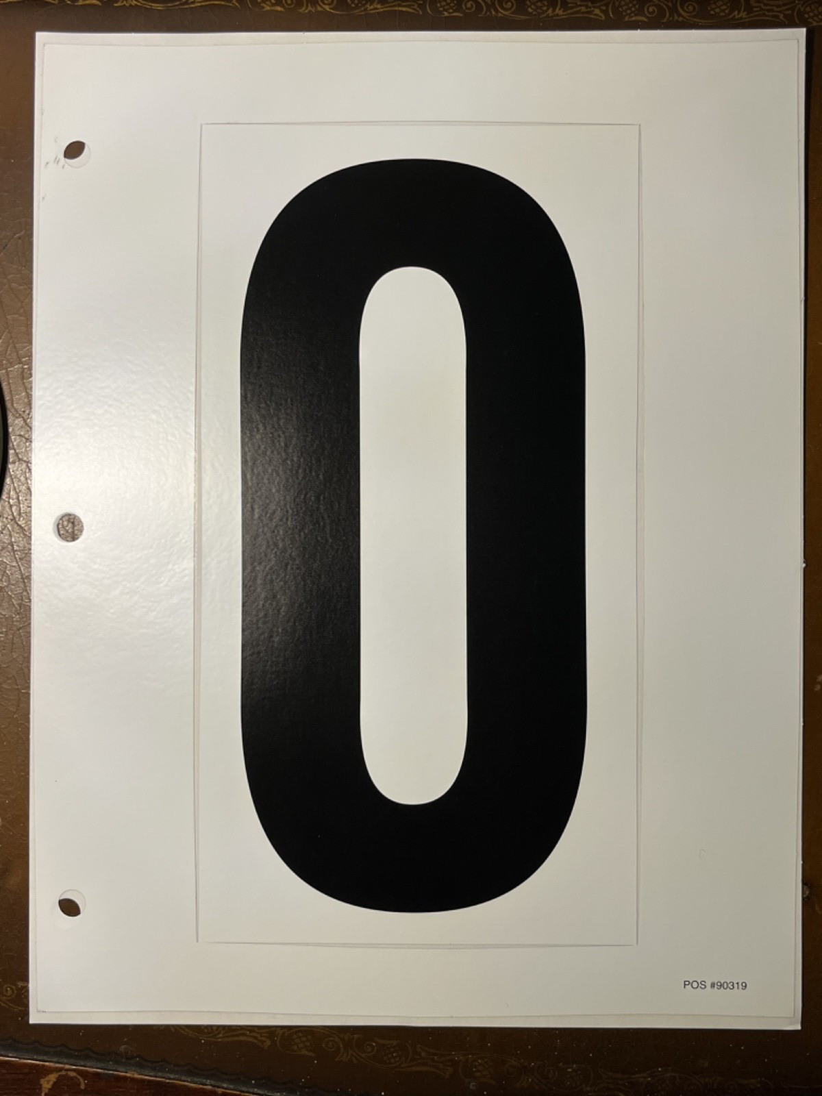 #0 Vinyl Number Sticker Large 9" x 5" black on white for outdoor