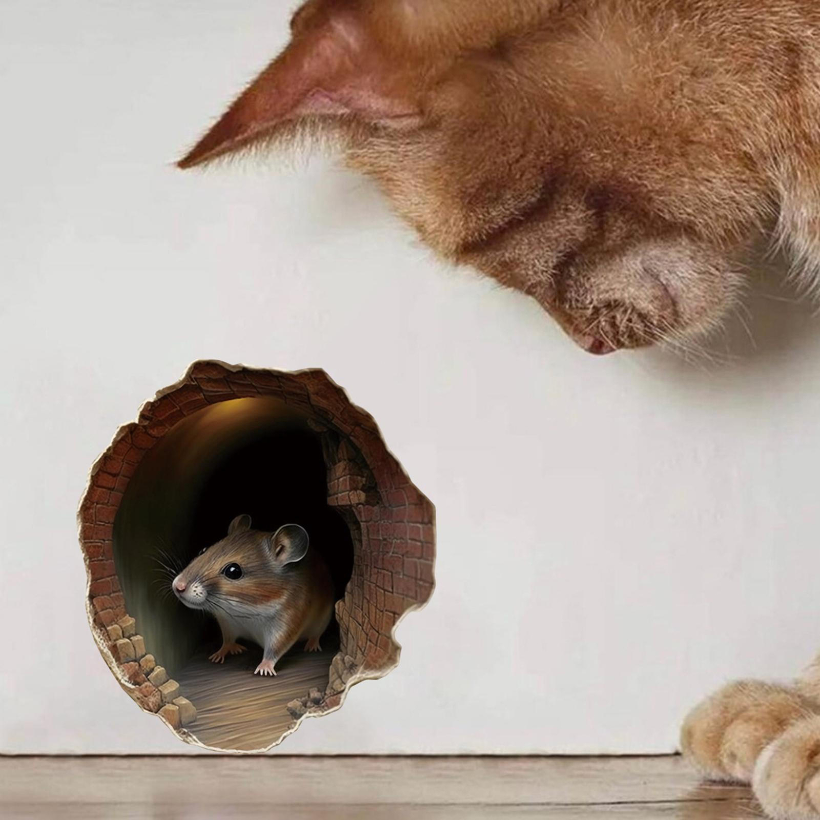 12pcs Realistic Mouse Hole Wall Sticker Funny Cute Mice Home Decal For Skirting