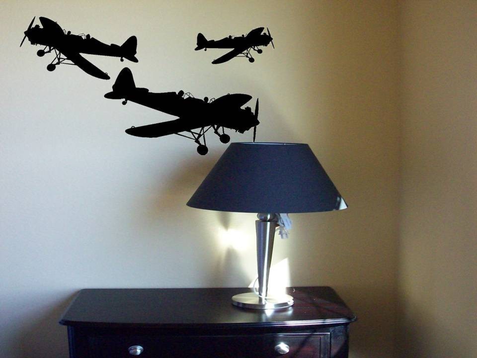 AIRPLANES Flight Cockpit Wall Art Decals Boys Room Study Office Bedroom