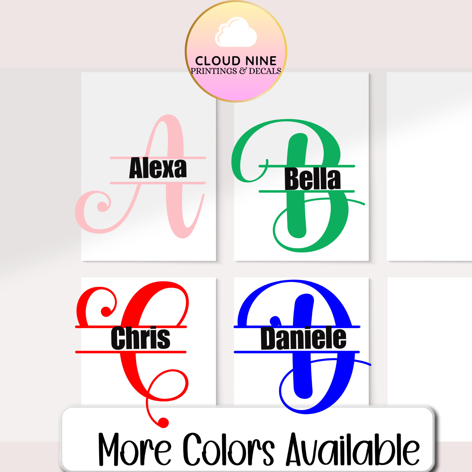 Monogram Decal Name Initial Vinyl Personalized Decal Tumbler Sticker Laptop