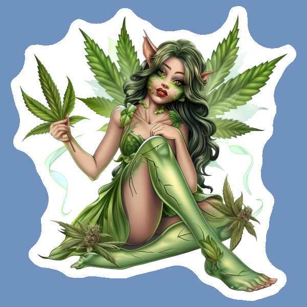 Weed Fairy Weatherproof Vinyl Sticker Stoner Gift Fairy Tale Marijuana 420
