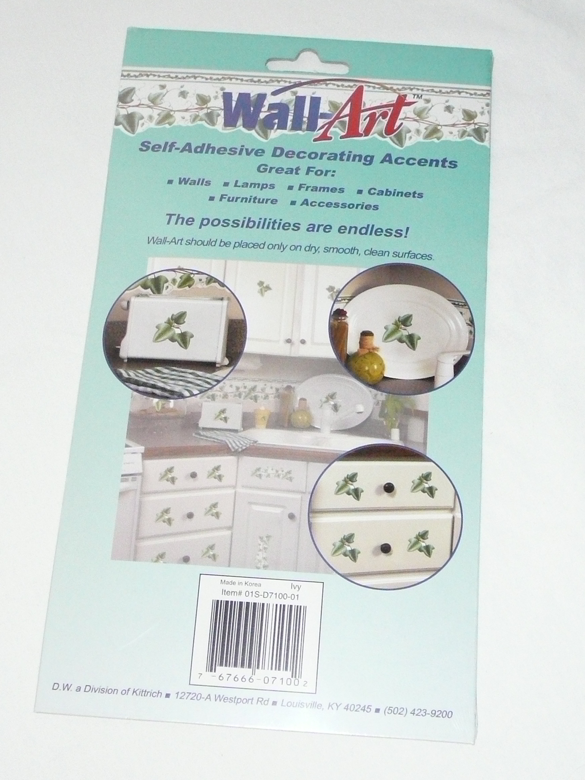 Wall Art Self Adhesive Decals Green Ivy Washable Fade Resistant New Lot of 3