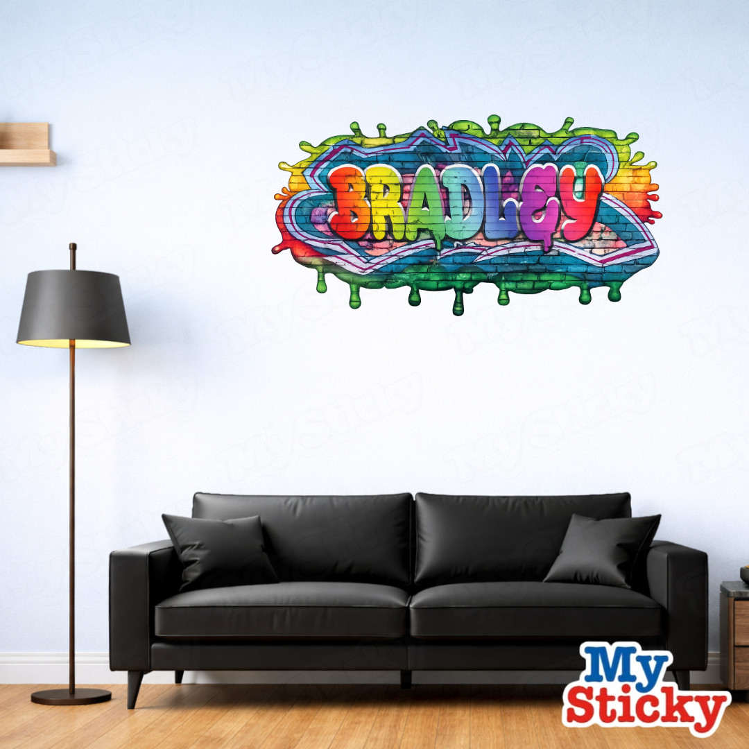 Rainbow Custom Name Drip Graffiti Wall Decor Vinyl Sticker Personalized Decal