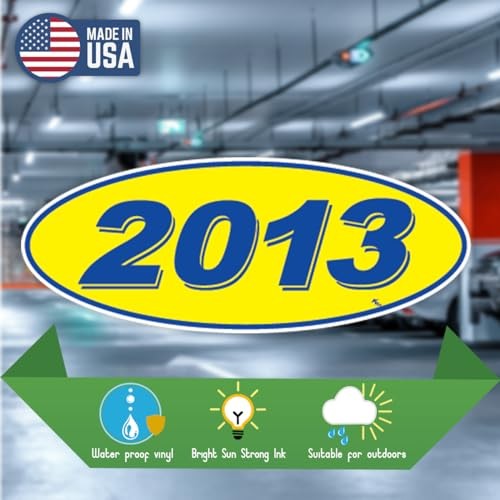 Versa Tags Oval Model Year Car Dealer Window Stickers Proudly 2013 Blue/Yellow