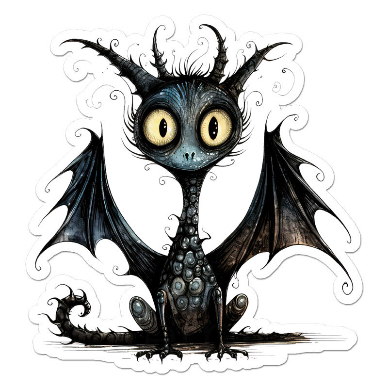 Cute Black Dragon, Vinyl Decal Sticker, Indoor Outdoor, 3 Sizes, #11679