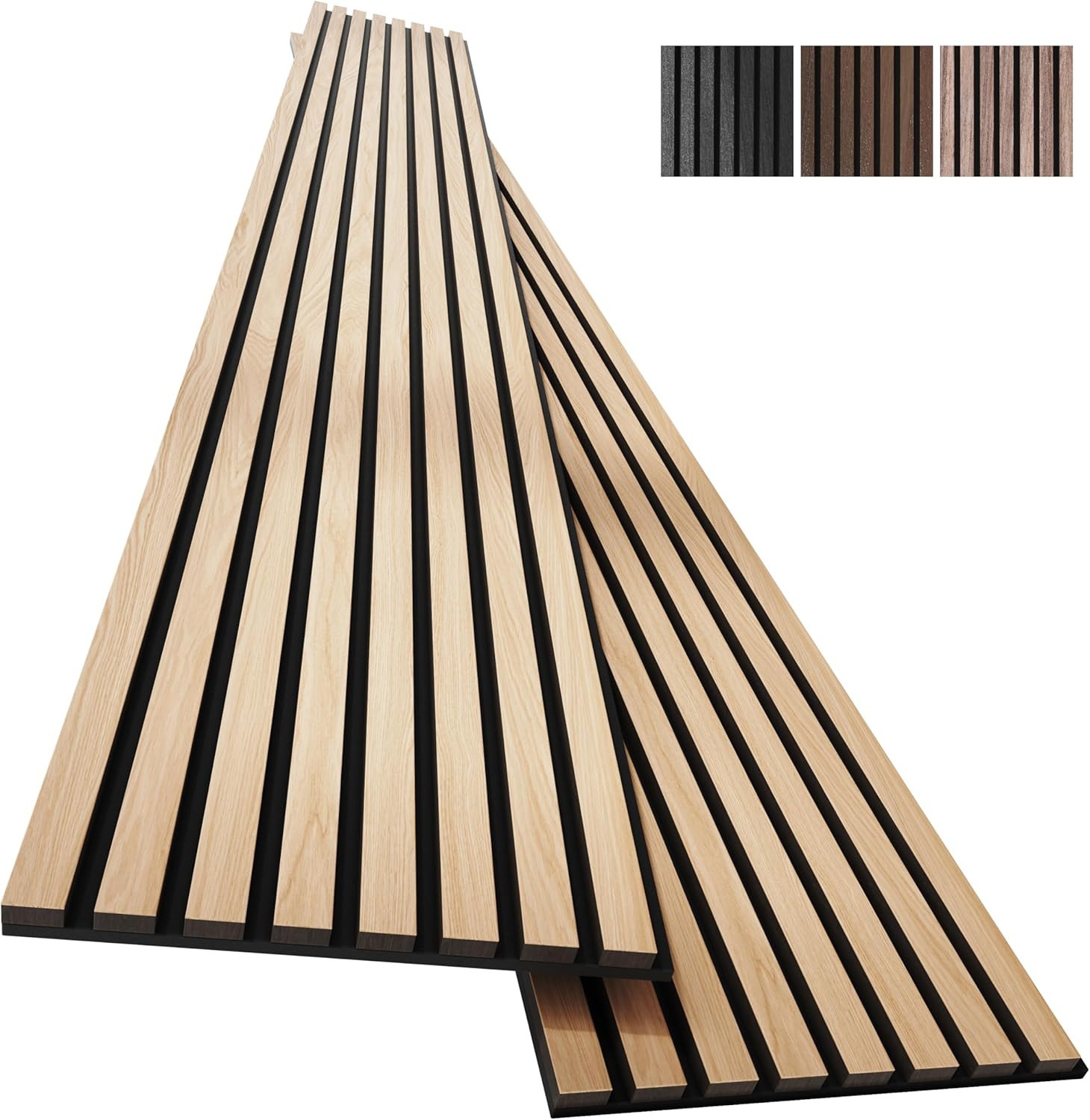 Acoustic Wood Wall Panels – 2-Pack Soundproof Slat Wall Decor