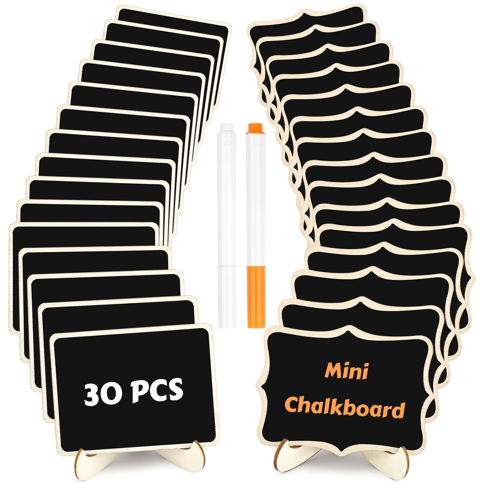 30 Pack Mini Chalkboard Signs, Food Labels for Party Buffet, Small Black