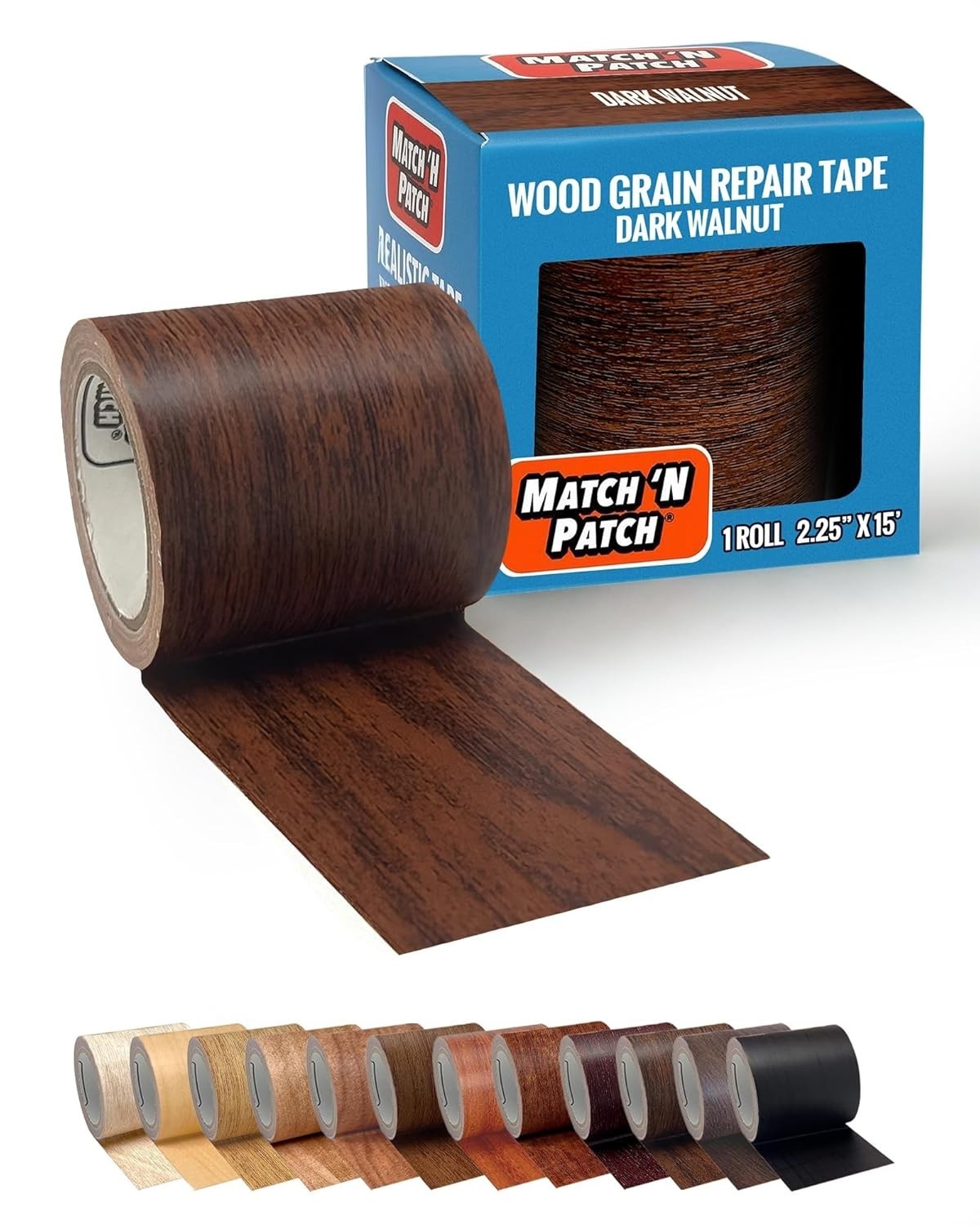 2.25" x 15 ft Wood Grain Repair Tape in Dark Walnut – Perfect for Quick Repairs