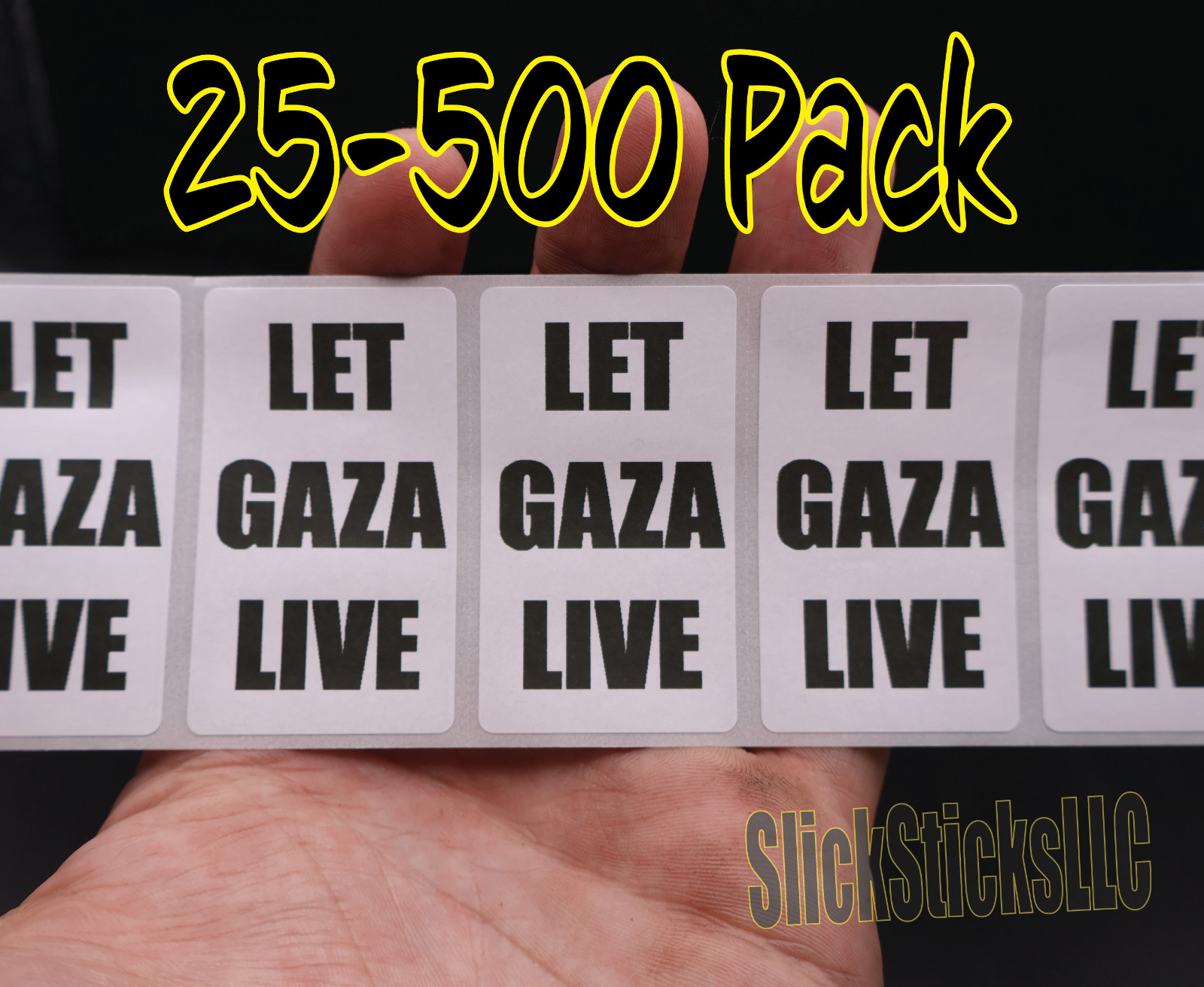 "LET GAZA LIVE" 25-500 Pack stickers Palestine bulk lot labels free anti war end