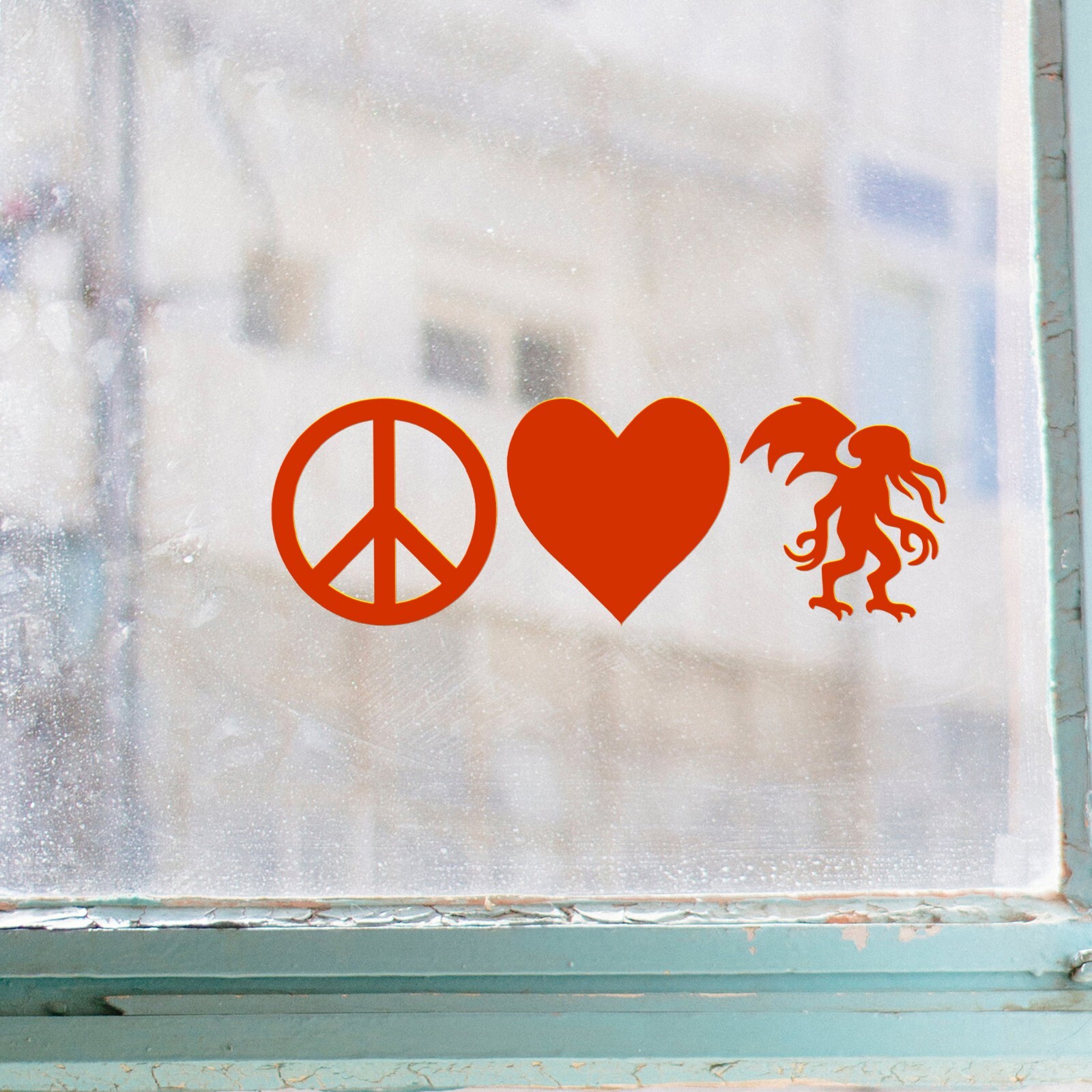 Peace Love Cthulhu Vinyl Decal Lovecraft Sticker Horror Eldritch Car Window Art