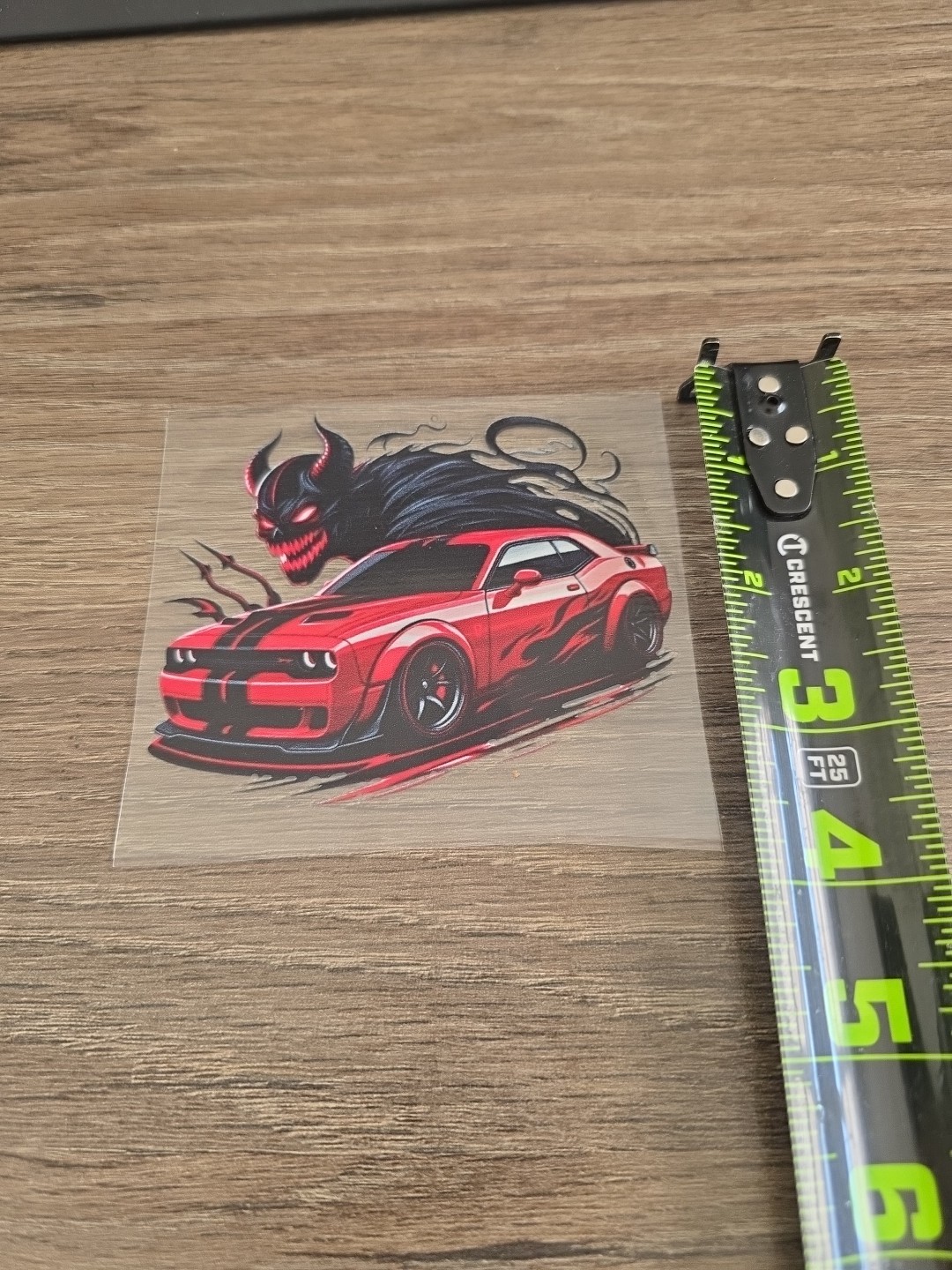 Dodge Challenger Demon High Quality Waterproof Raised UV DTF Window Decal 4in
