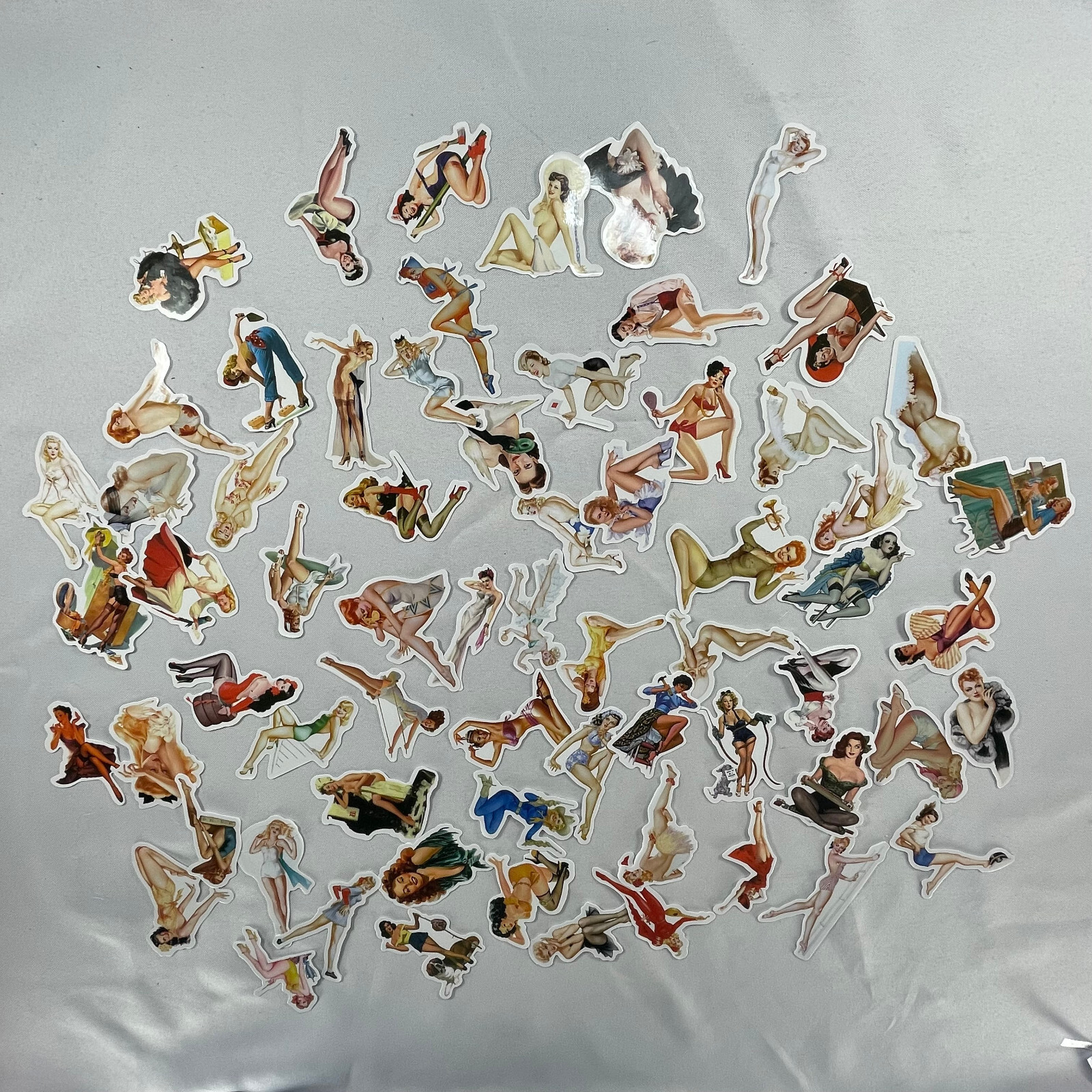 Lot of 66 Different 1" – 3" Vintage Style Female PinUp Stickers hot girls women