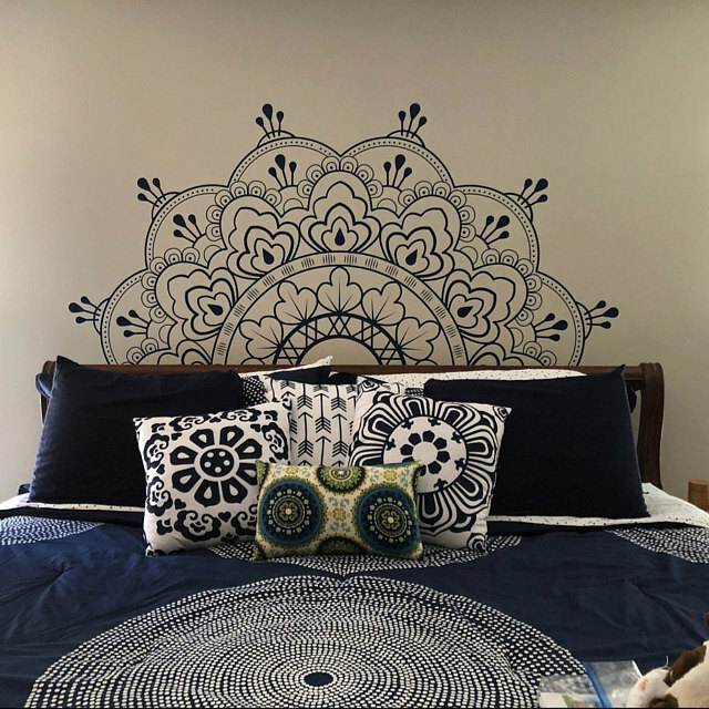 Mandala in Half Wall Sticker, Wall Decal, Yoga, Boho, Sticker for Meditation #3